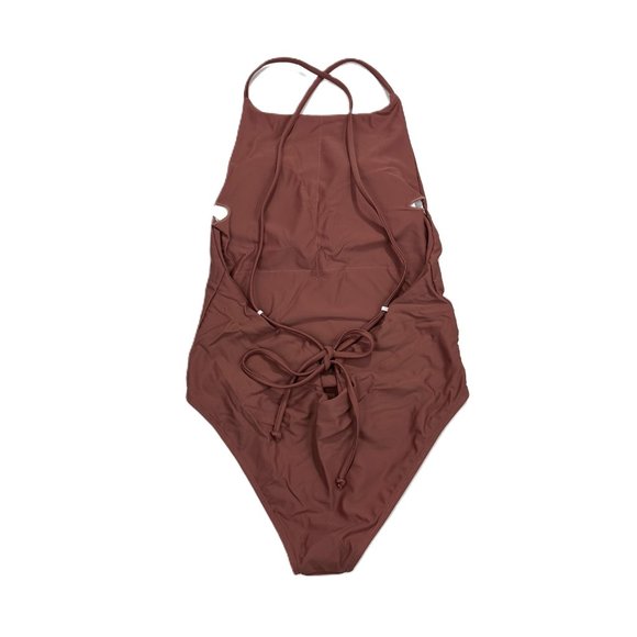 Women’s Open Back Tied Brown Leotard, Size L - Picture 9 of 9